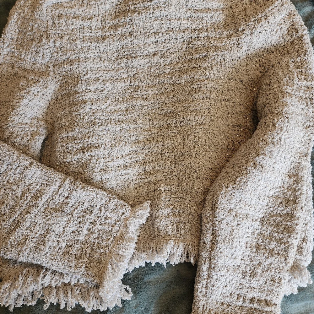 Ann Taylor Cream Bouclé Open-Front Cardigan - Picture 5 of 5